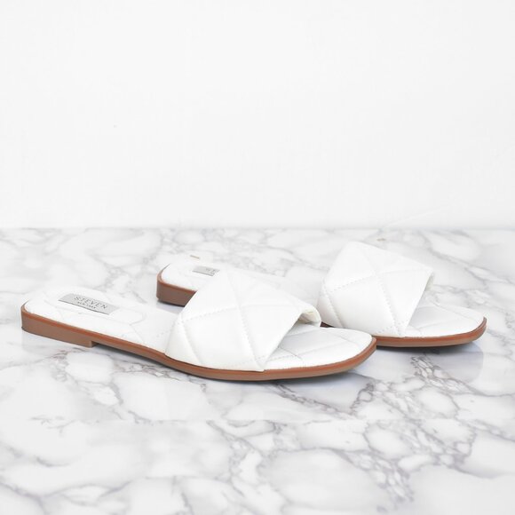 Steven NY by Steve Madden Quilted Slip Sandals White Size 8 - Picture 3 of 8